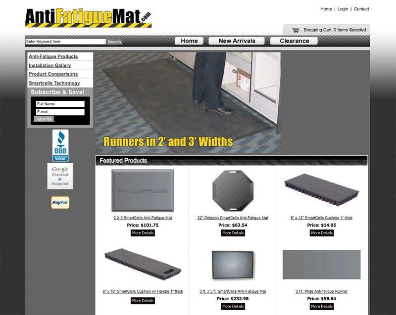 AntiFatigueMat.com homepage