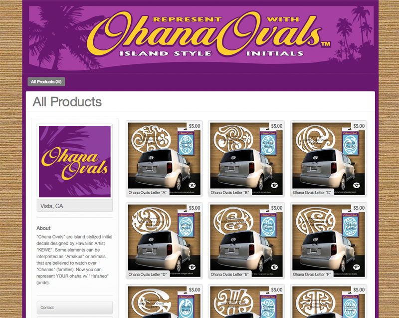 OhanaOvals.com homepage
