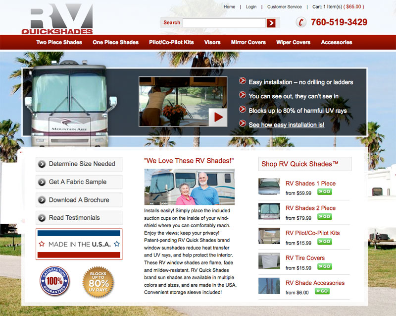 RVQuickShades.com homepage