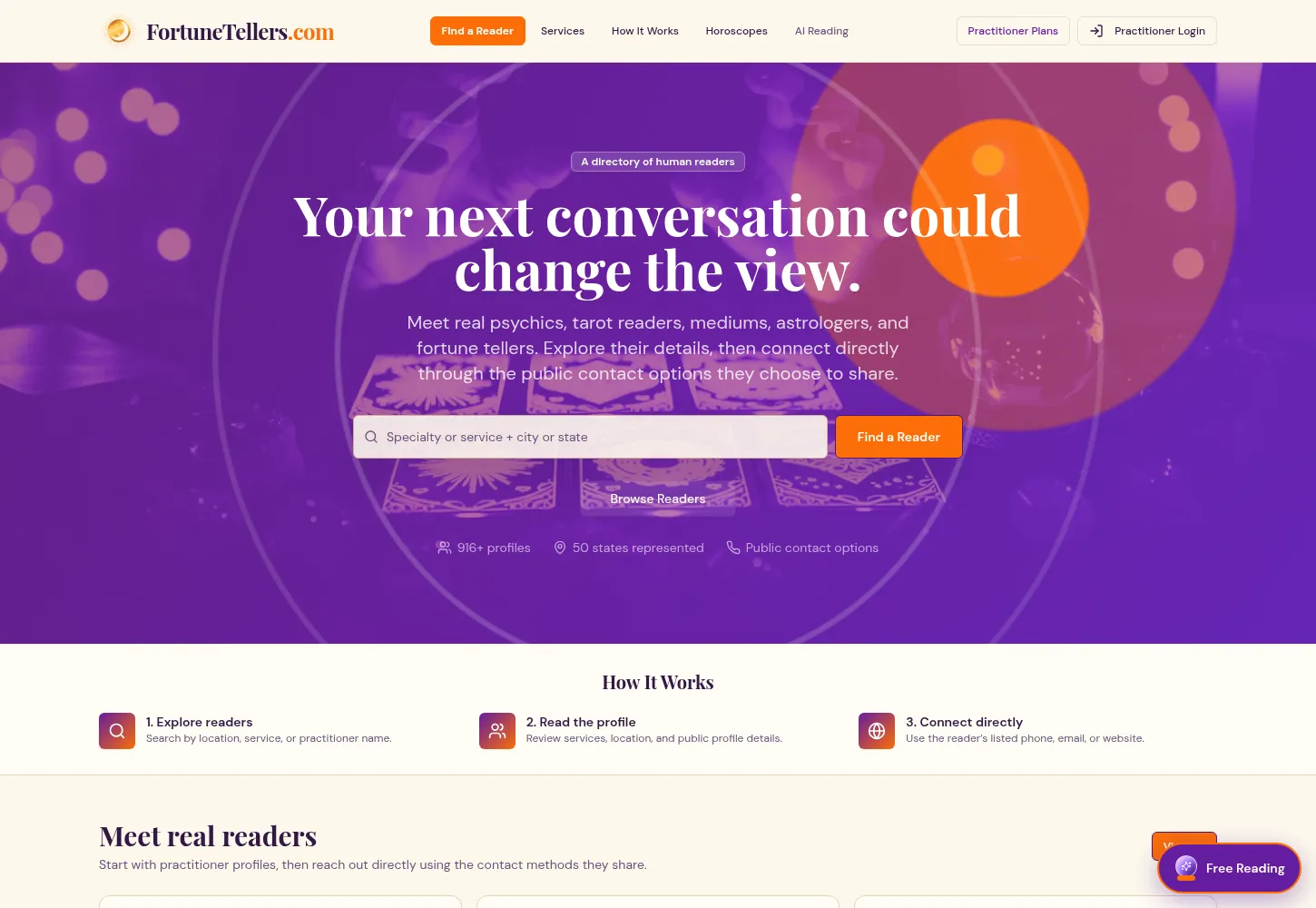 Website capture for FortuneTellers.com